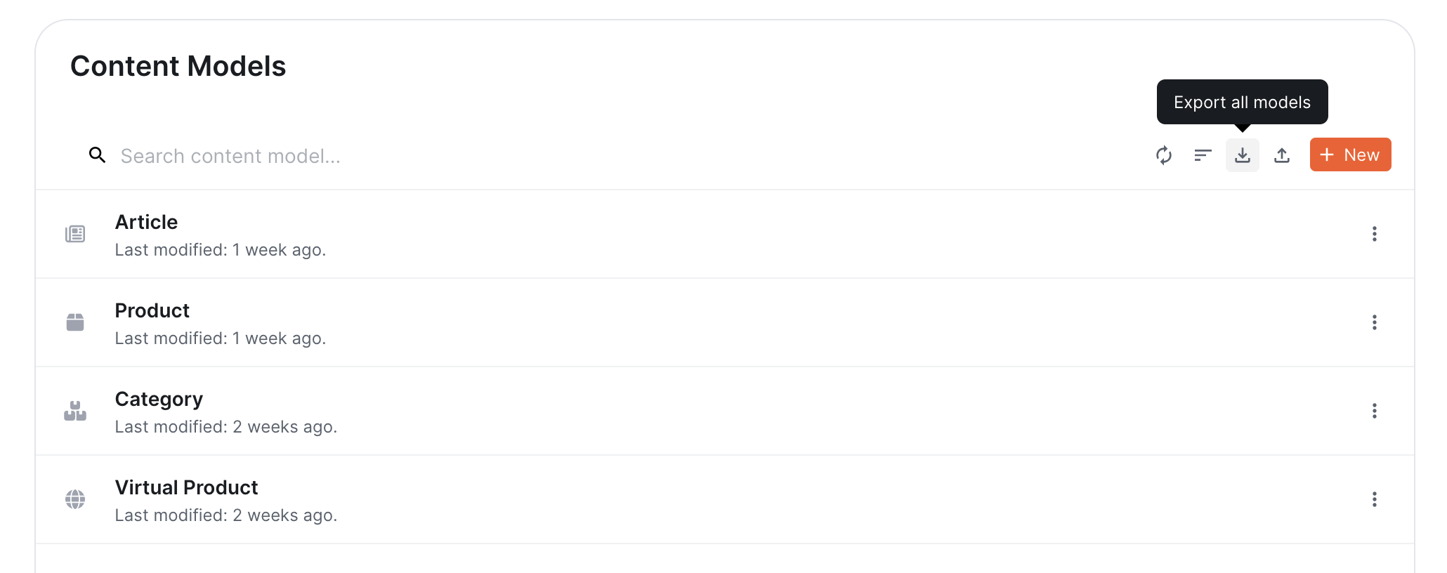 Headless CMS - Export Content Models